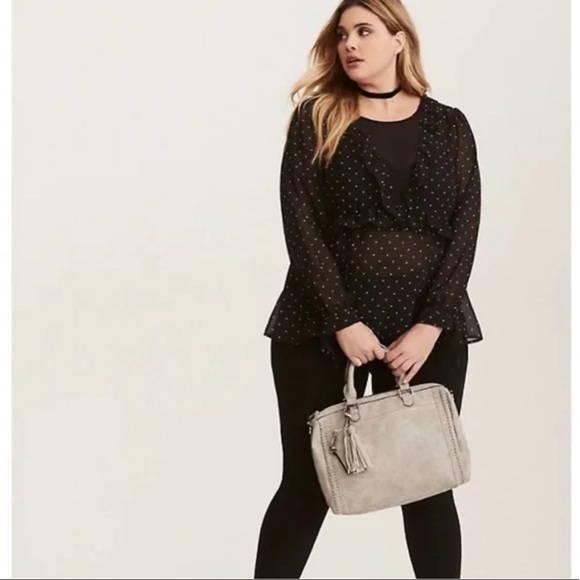 torrid Tops - Torrid size 2 POLKA DOT PRINT RUFFLE TIE BLOUSE